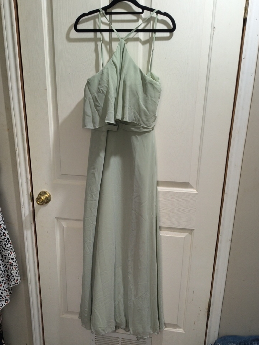 Azazie Pale Sage Crisscross Spaghetti-Strap Maxi Dress